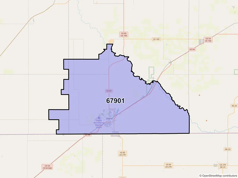 Map of ZIP Code 67901 — Liberal, KS