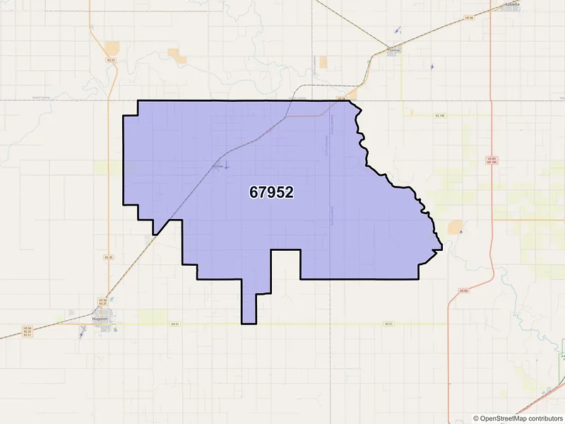 Map of ZIP Code 67952 — Moscow, KS
