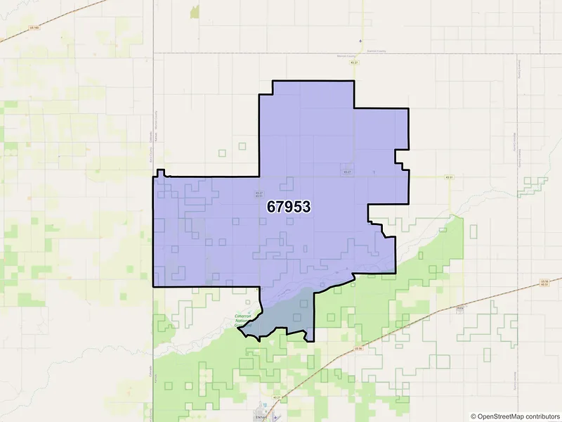 Map of Richfield, Kansas and ZIP codes