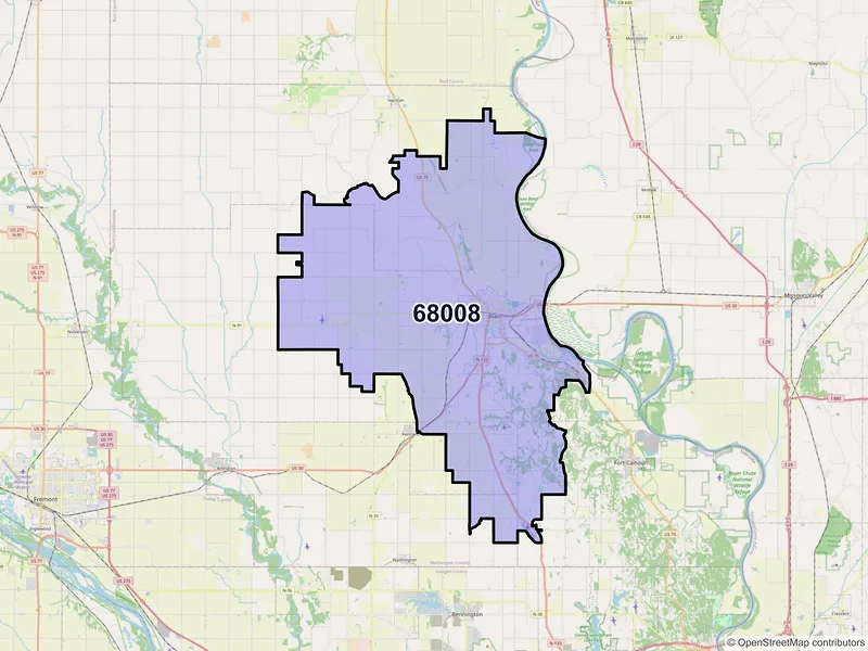Map of ZIP Code 68008 — Blair, NE