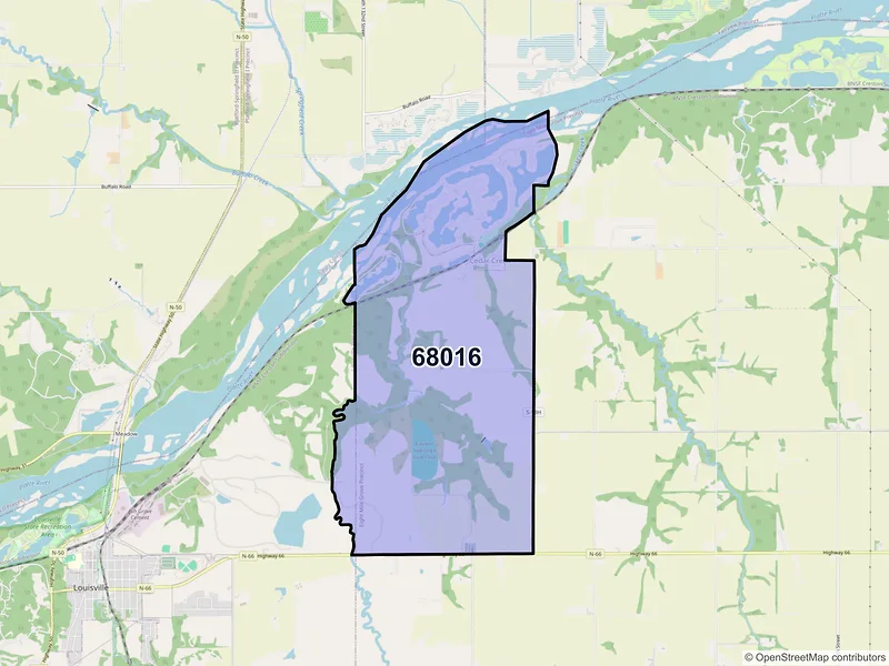 Map of Cedar Creek, Nebraska and ZIP codes
