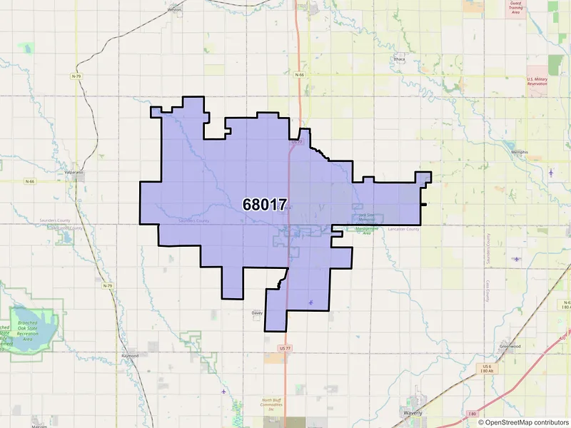 Map of ZIP Code 68017 — Ceresco, NE