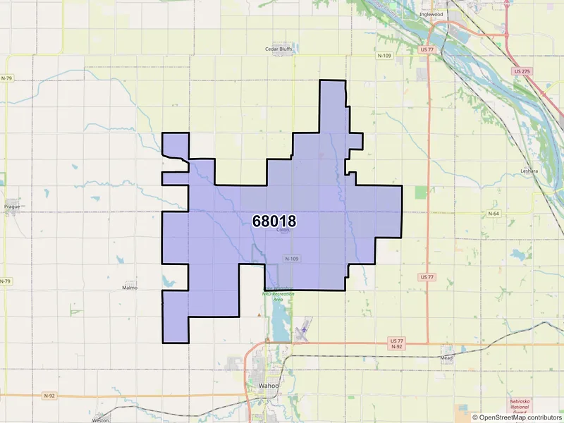 Map of ZIP Code 68018 — Colon, NE