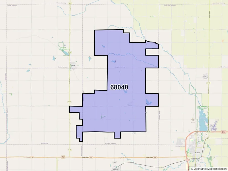 Map of ZIP Code 68040 — Malmo, NE