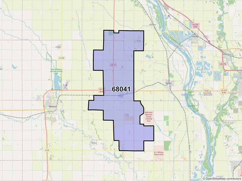 Map of Mead, Nebraska and ZIP codes
