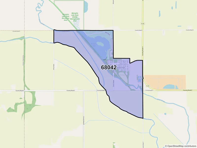 Map of ZIP Code 68042 — Memphis, NE