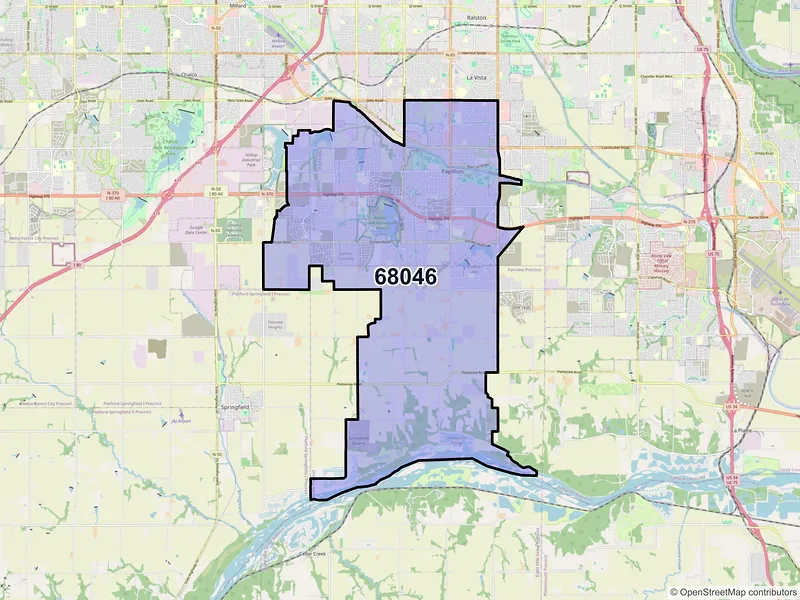 Map of ZIP Code 68046 — Papillion, NE