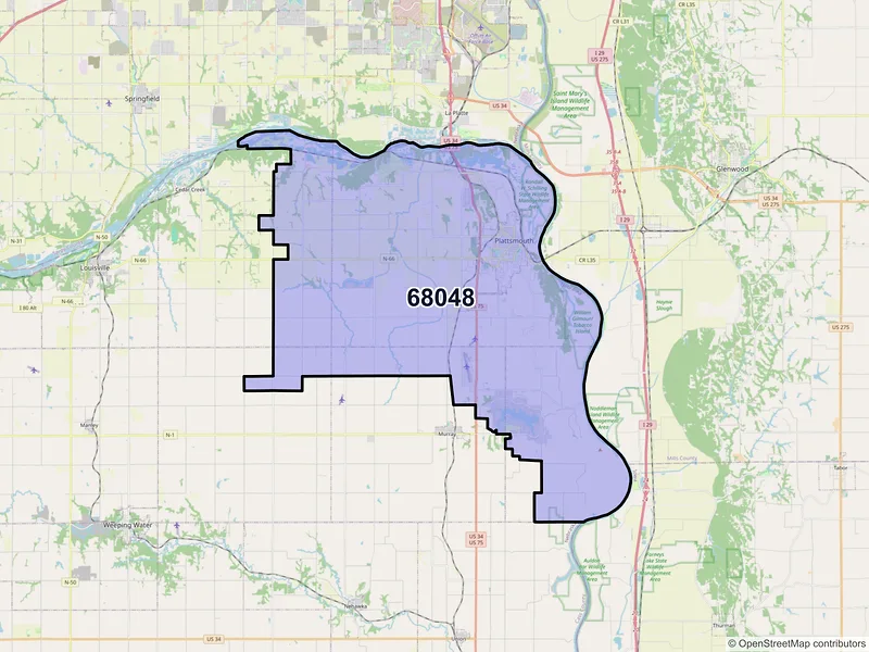 Map of Plattsmouth, Nebraska and ZIP codes