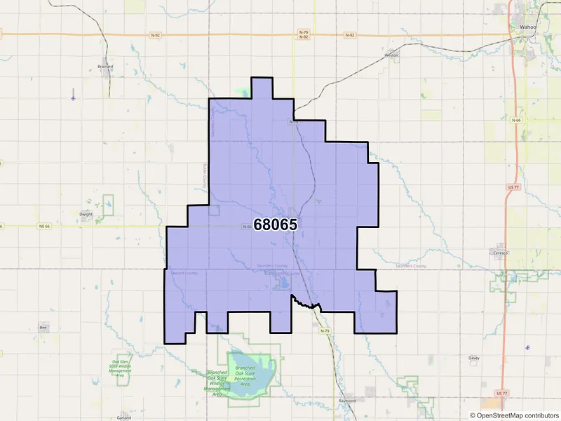 Map of Valparaiso, Nebraska and ZIP codes