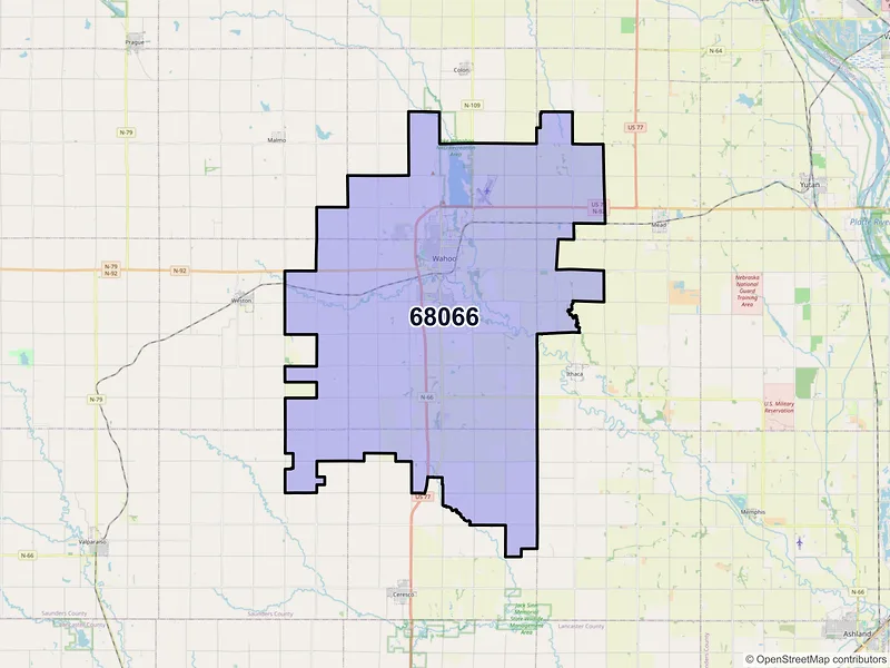 Map of ZIP Code 68066 — Wahoo, NE