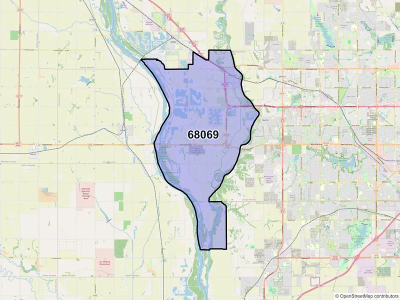 Map of ZIP Code 68069 — Waterloo, NE