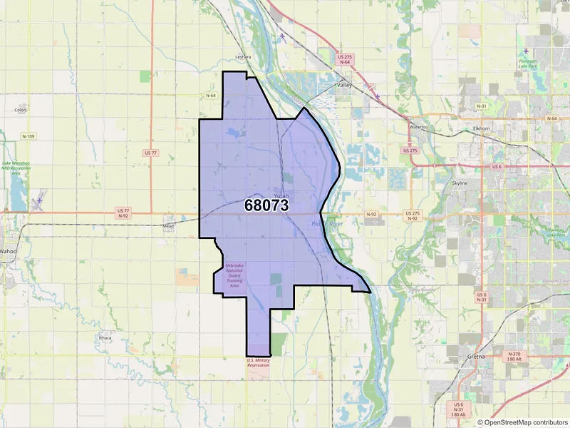 Map of ZIP Code 68073 — Yutan, NE