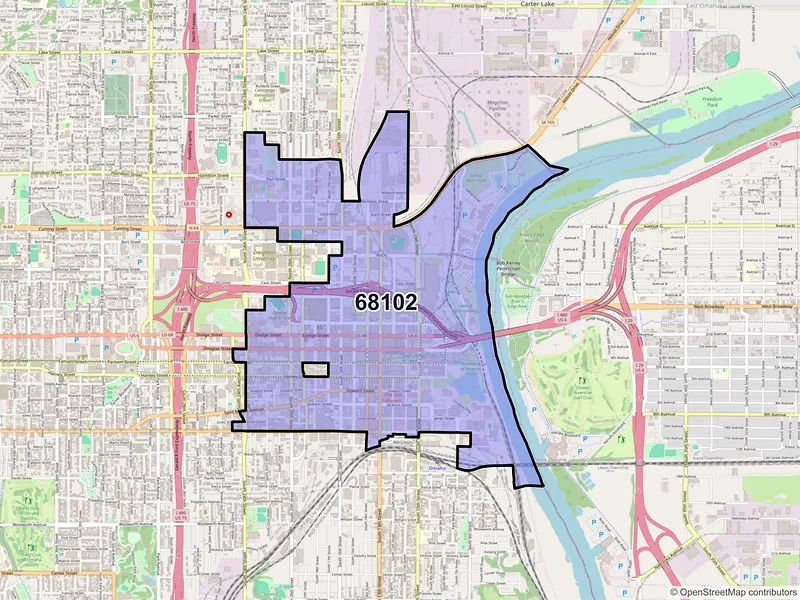 Map of ZIP Code 68102 — Omaha, NE