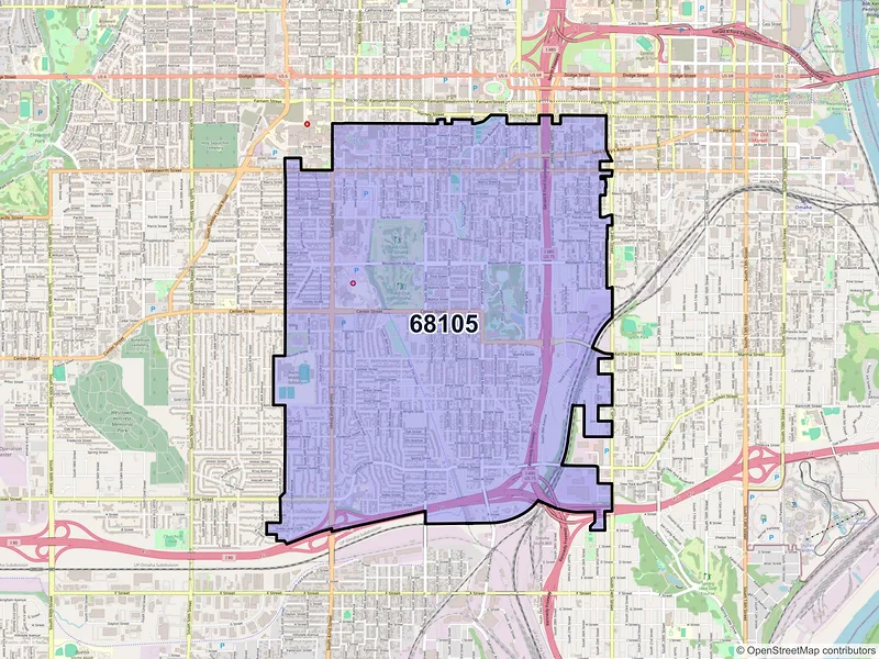 Map of ZIP Code 68105 — Omaha, NE