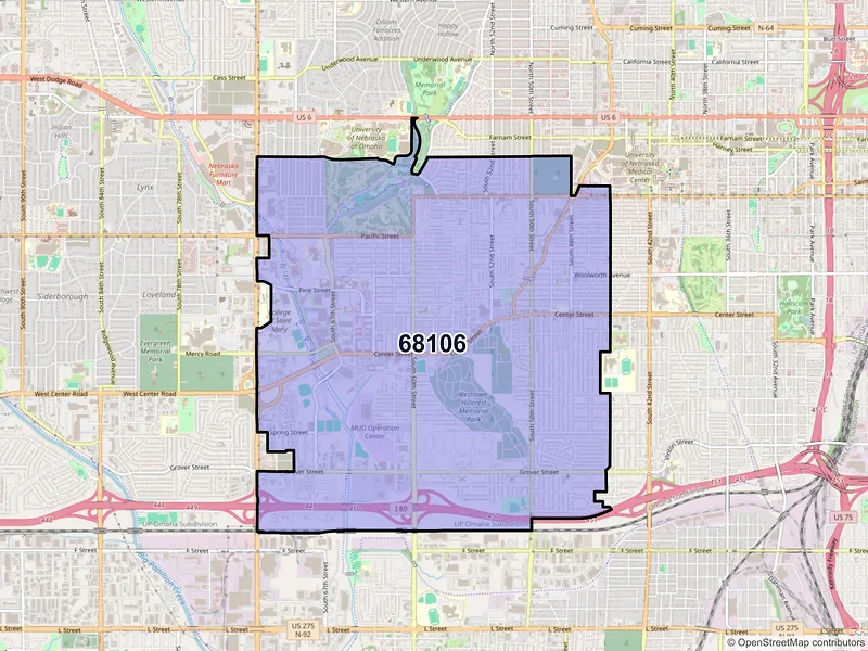 Map of ZIP Code 68106 — Omaha, NE