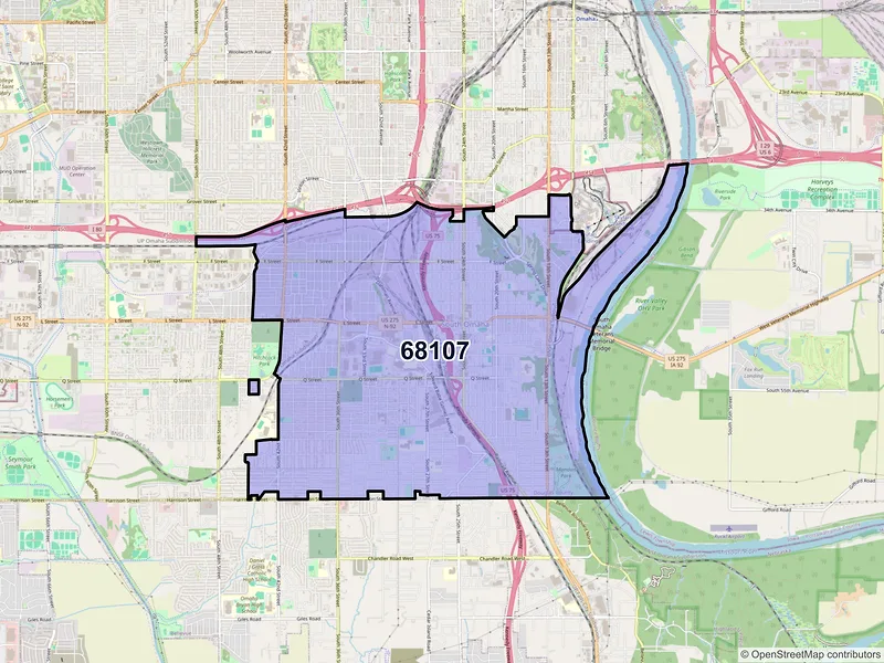 Map of ZIP Code 68107 — Omaha, NE