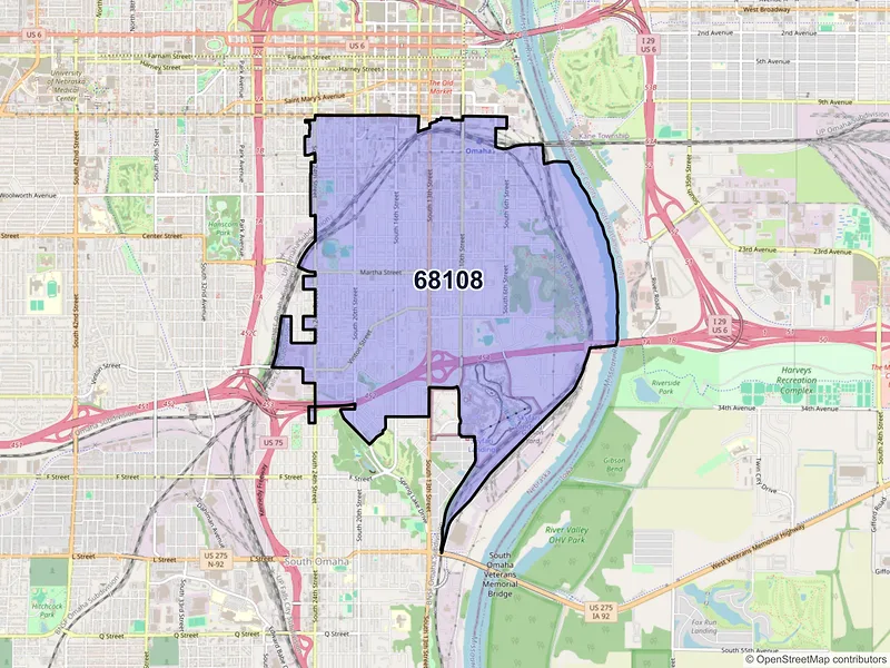 Map of ZIP Code 68108 — Omaha, NE