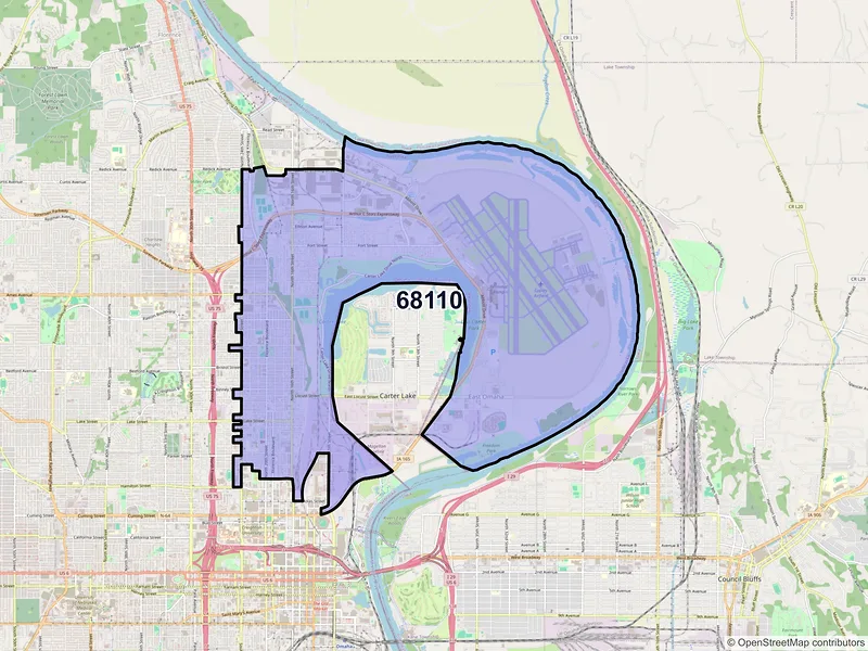 Map of ZIP Code 68110 — Omaha, NE