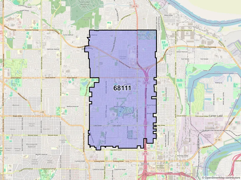 Map of ZIP Code 68111 — Omaha, NE