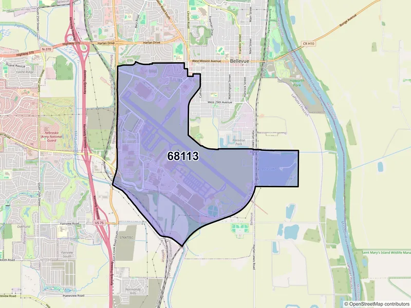 Map of ZIP Code 68113 — Offutt AFB, NE