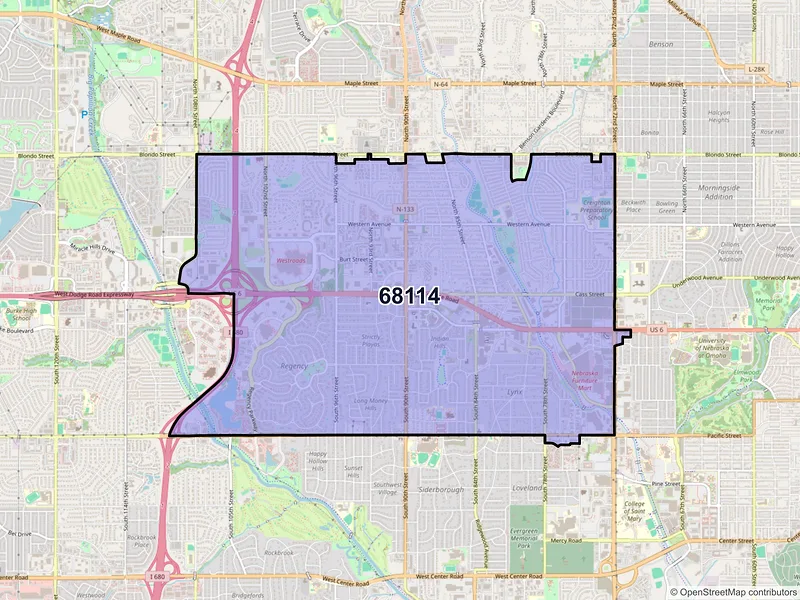 Map of ZIP Code 68114 — Omaha, NE