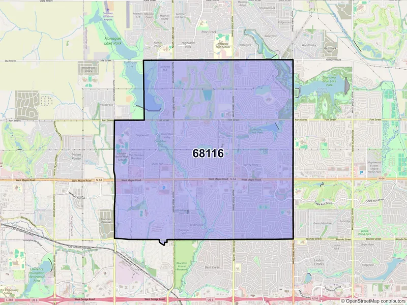 Map of ZIP Code 68116 — Omaha, NE