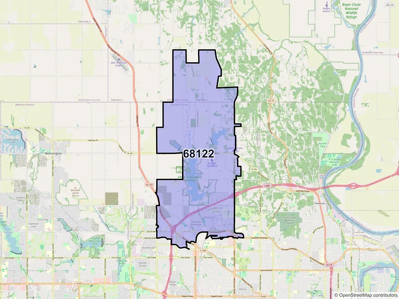 Map of ZIP Code 68122 — Omaha, NE
