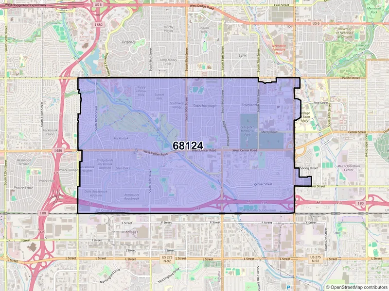 Map of ZIP Code 68124 — Omaha, NE