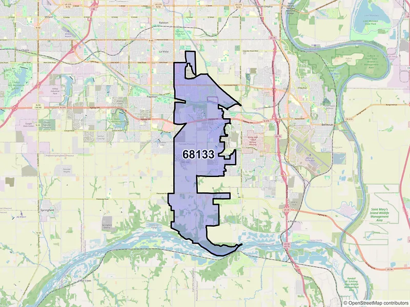 Map of ZIP Code 68133 — Papillion, NE