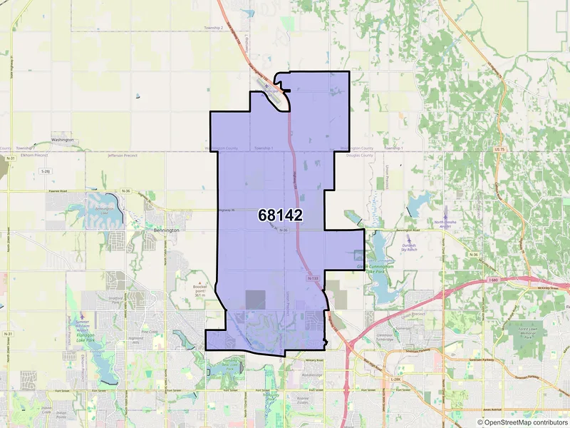 Map of ZIP Code 68142 — Omaha, NE