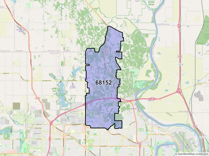 Map of ZIP Code 68152 — Omaha, NE