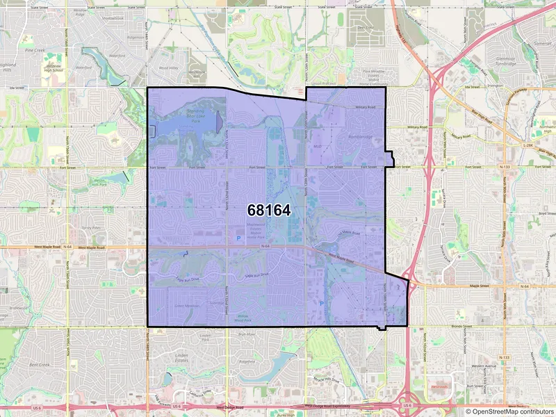 Map of ZIP Code 68164 — Omaha, NE