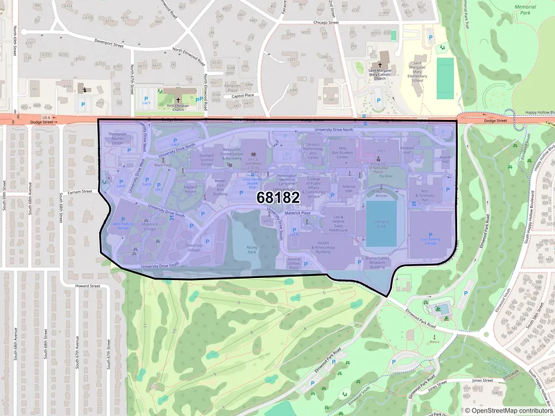 Map of ZIP Code 68182 — Omaha, NE