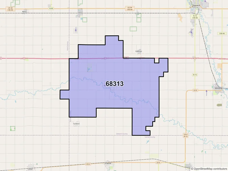 Map of Beaver Crossing, Nebraska and ZIP codes