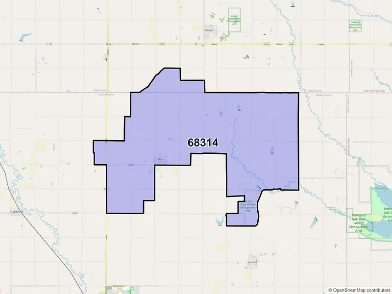 Map of ZIP Code 68314 — Bee, NE