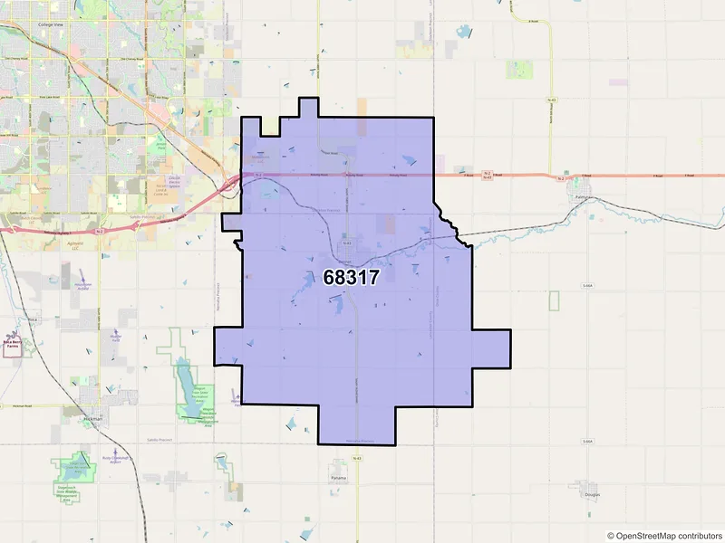 Map of ZIP Code 68317 — Bennet, NE