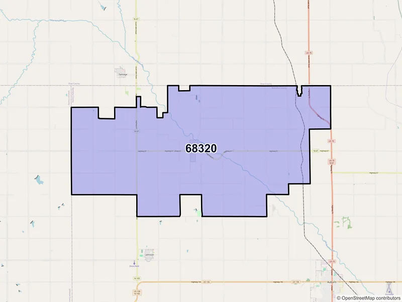 Map of ZIP Code 68320 — Brock, NE
