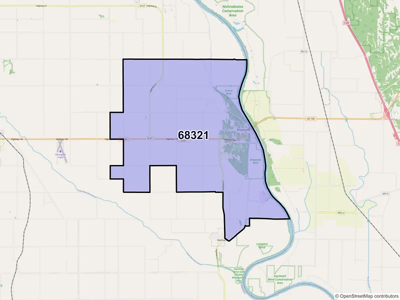 Map of ZIP Code 68321 — Brownville, NE