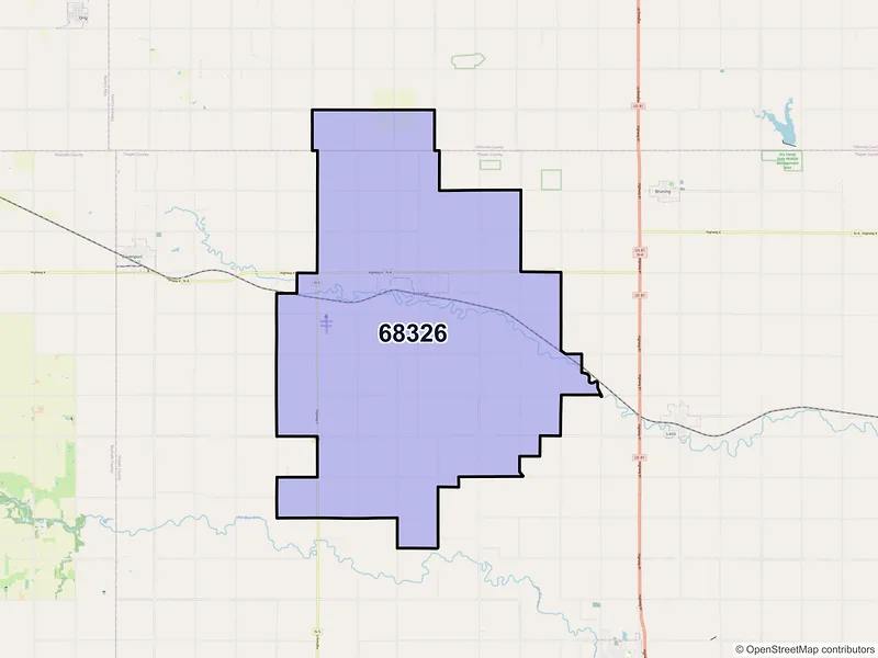 Map of ZIP Code 68326 — Carleton, NE