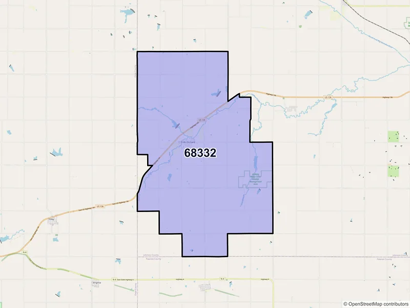 Map of ZIP Code 68332 — Crab Orchard, NE