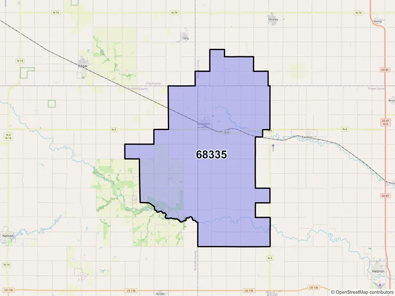 Map of ZIP Code 68335 — Davenport, NE
