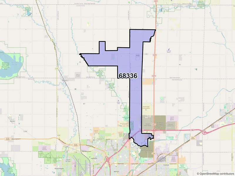Map of ZIP Code 68336 — Davey, NE