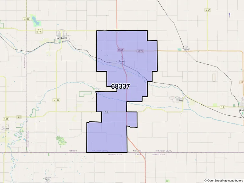 Map of ZIP Code 68337 — Dawson, NE