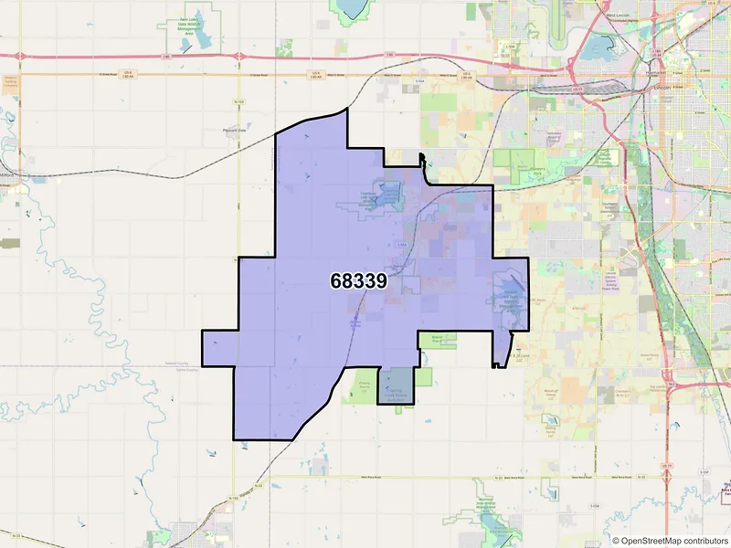 Map of Denton, Nebraska and ZIP codes