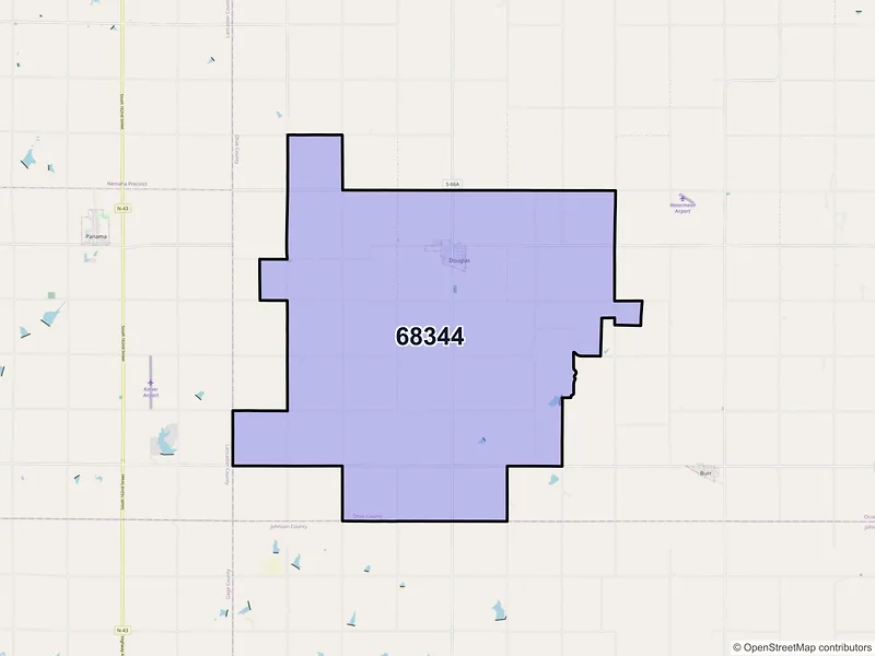 Map of ZIP Code 68344 — Douglas, NE