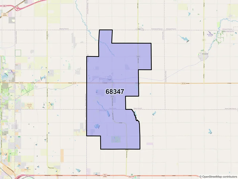 Map of Eagle, Nebraska and ZIP codes