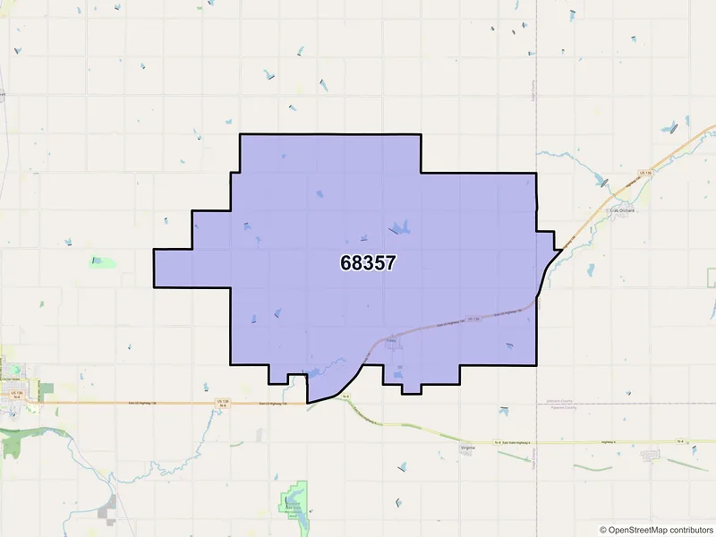 Map of ZIP Code 68357 — Filley, NE