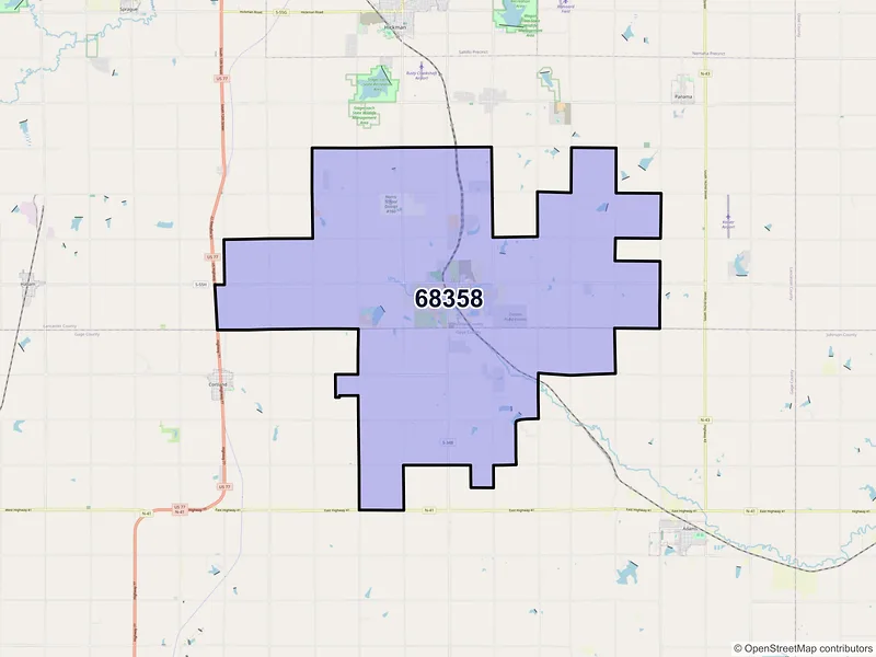 Map of ZIP Code 68358 — Firth, NE