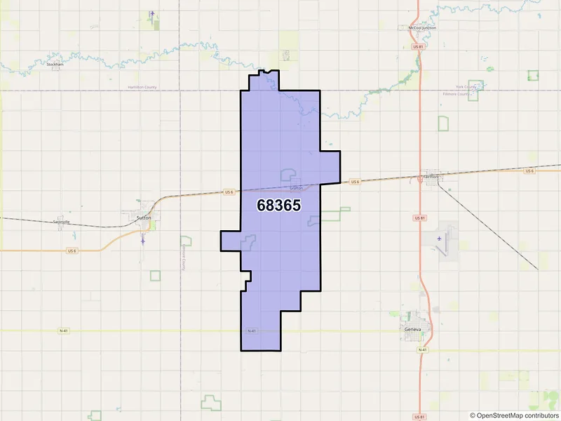 Map of ZIP Code 68365 — Grafton, NE