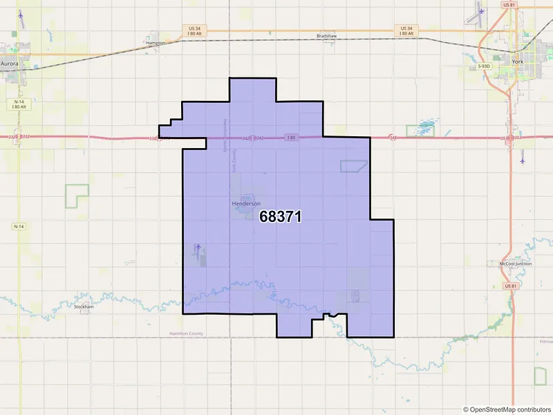 Map of ZIP Code 68371 — Henderson, NE